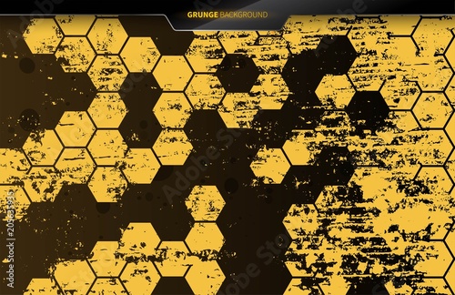 Hexagon gird. Dusty dirty background. Grunge style. Vector. 
