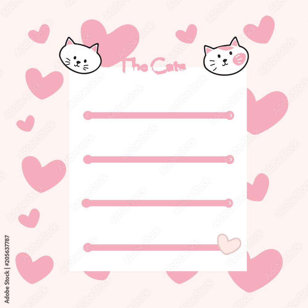 Cute cats memo, wallpaper, background