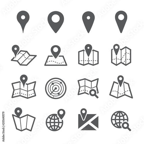 Map pin icon set