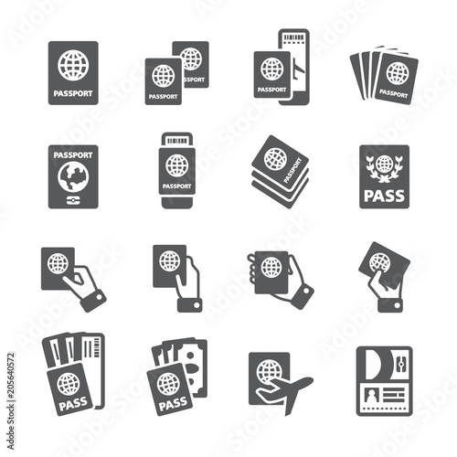 Passport icon set