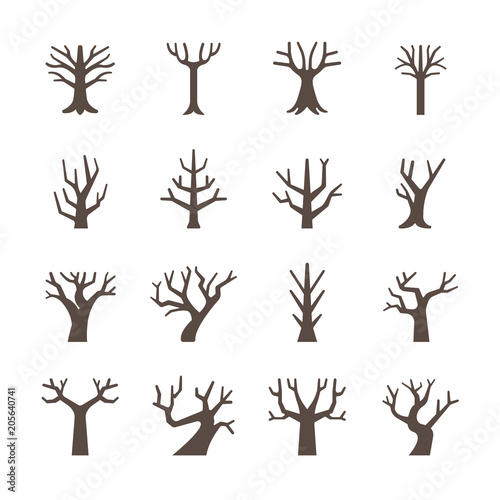 Dry tree icon set