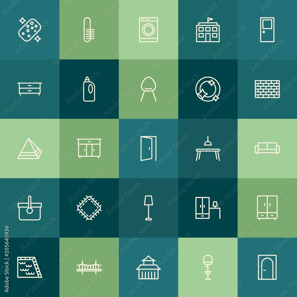 Modern Simple Set of buildings, furniture, housekeeping Vector outline Icons. Contains such Icons as wardrobe, machine, laundry, bar and more on green background. Fully Editable. Pixel Perfect. Modern Simple Set of buildings, furniture, housekeeping Vector outline Icons. Contains such Icons as wardrobe, machine, laundry, bar and more on green background. Fully Editable. Pixel Perfect.