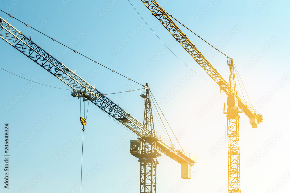 Tower crane on blue sky