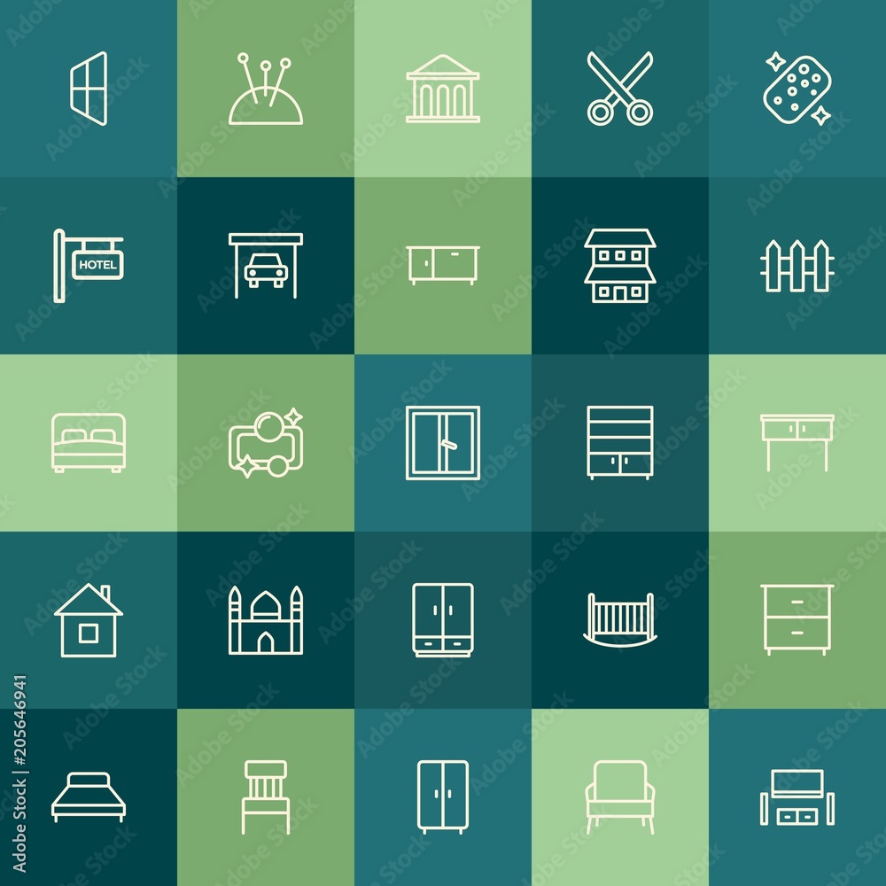 Modern Simple Set of buildings, furniture, housekeeping Vector outline Icons. Contains such Icons as storage, cut, white, drawer, craft and more on green background. Fully Editable. Pixel Perfect. Modern Simple Set of buildings, furniture, housekeeping Vector outline Icons. Contains such Icons as storage, cut, white, drawer, craft and more on green background. Fully Editable. Pixel Perfect.