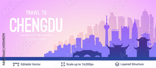 Chengdu famous China city scape.