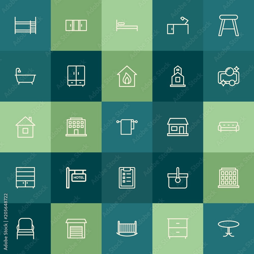 Modern Simple Set of buildings, furniture, housekeeping Vector outline Icons. Contains such Icons as glass, industry, basket, cabinet and more on green background. Fully Editable. Pixel Perfect. Modern Simple Set of buildings, furniture, housekeeping Vector outline Icons. Contains such Icons as glass, industry, basket, cabinet and more on green background. Fully Editable. Pixel Perfect.