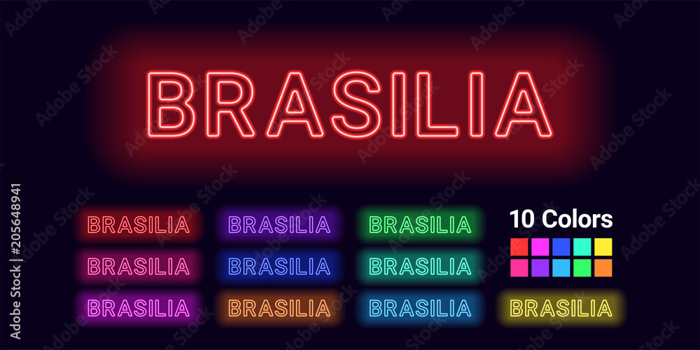 Neon name of Brasilia city Neon name of Brasilia city
