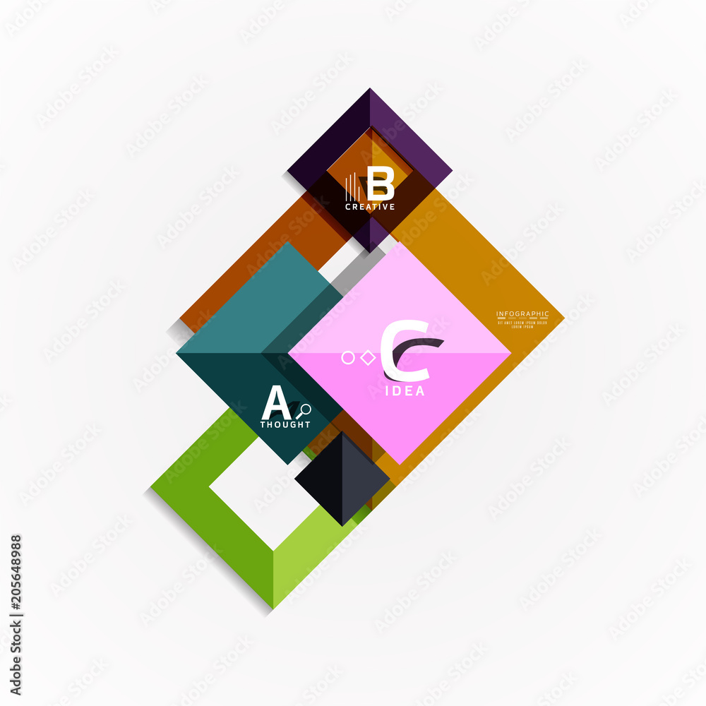 Abstract geometric option infographic banners, a b c steps process Abstract geometric option infographic banners, a b c steps process