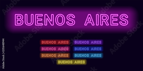 Neon name of Buenos Aires city