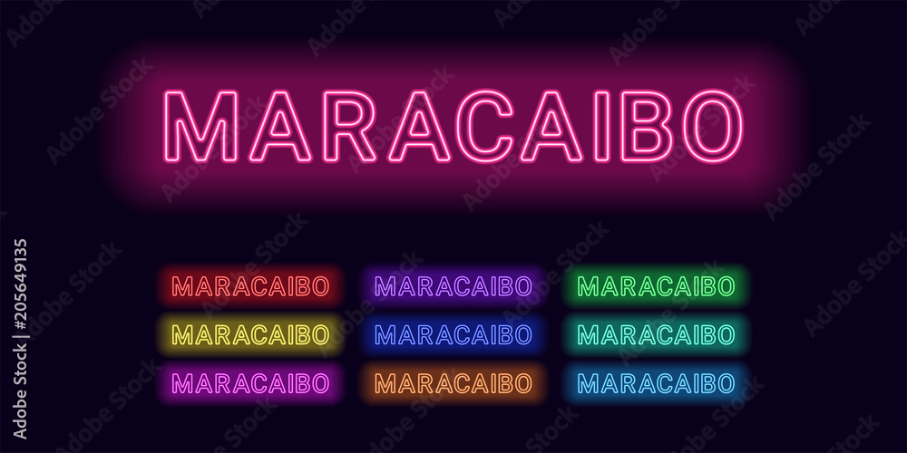 Neon name of Maracaibo city Neon name of Maracaibo city