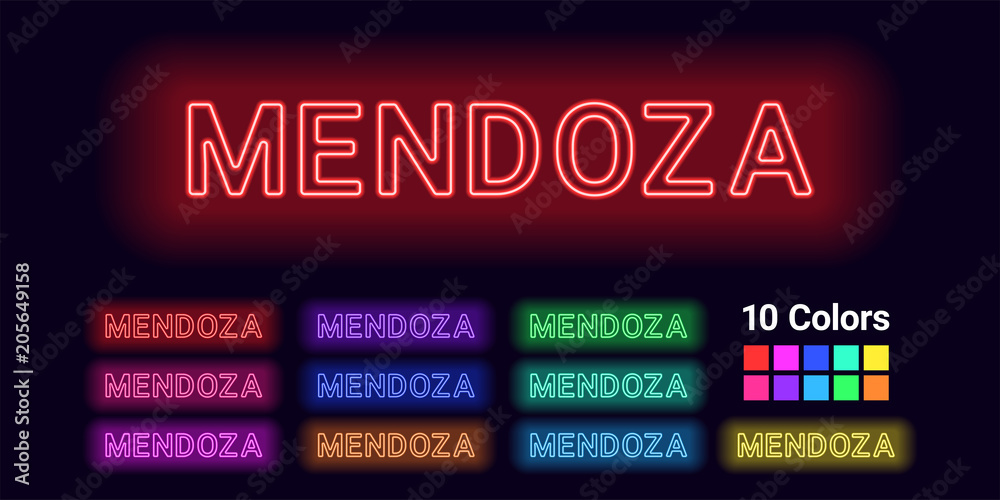 Neon name of Mendoza city