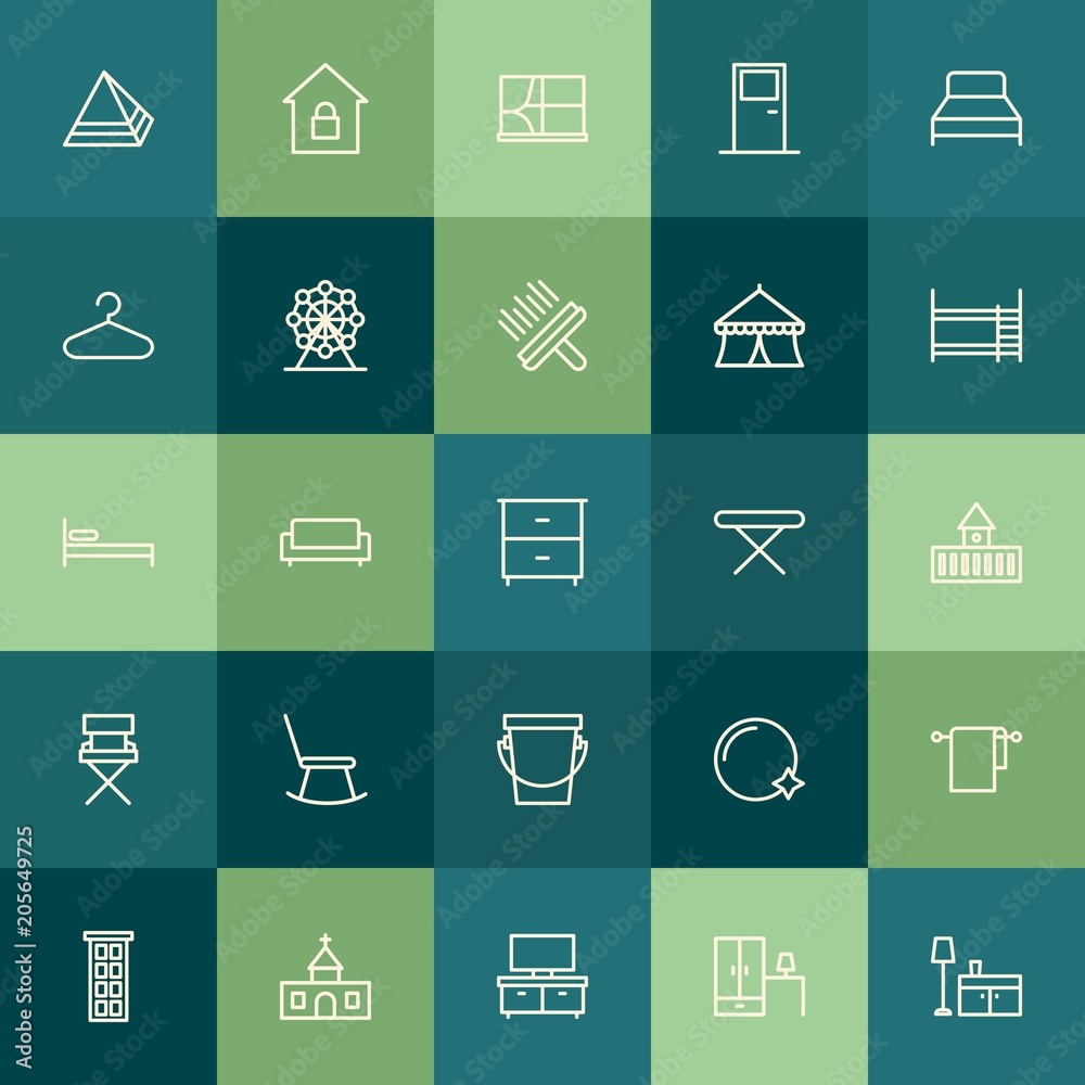 Modern Simple Set of buildings, furniture, housekeeping Vector outline Icons. Contains such Icons as interior, religion, soft, window and more on green background. Fully Editable. Pixel Perfect. Modern Simple Set of buildings, furniture, housekeeping Vector outline Icons. Contains such Icons as interior, religion, soft, window and more on green background. Fully Editable. Pixel Perfect.
