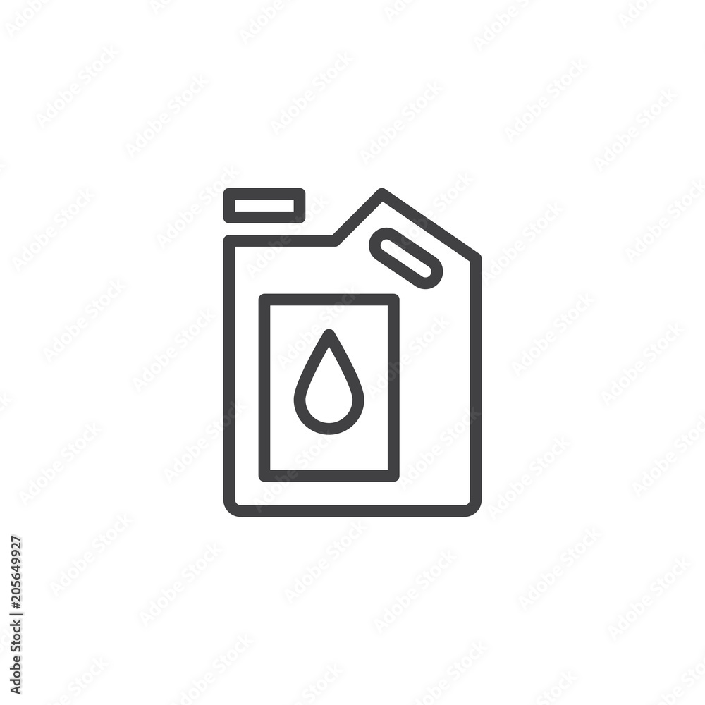 Oil jerrycan outline icon. linear style sign for mobile concept and web design. Gasoline canister simple line vector icon. Symbol, logo illustration. Pixel perfect vector graphics Oil jerrycan outline icon. linear style sign for mobile concept and web design. Gasoline canister simple line vector icon. Symbol, logo illustration. Pixel perfect vector graphics