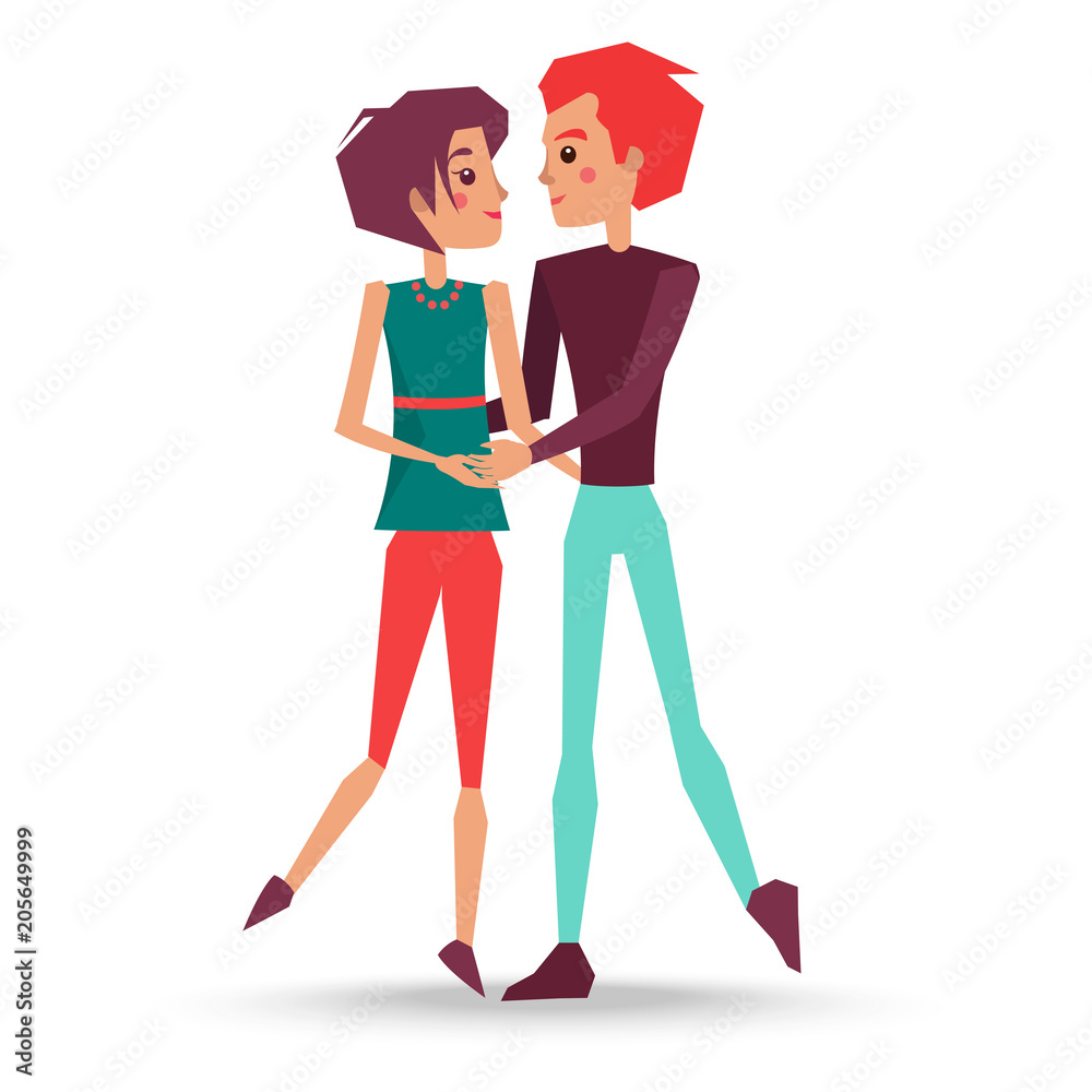 Couple in Love Boy and Girl Vector Illustration