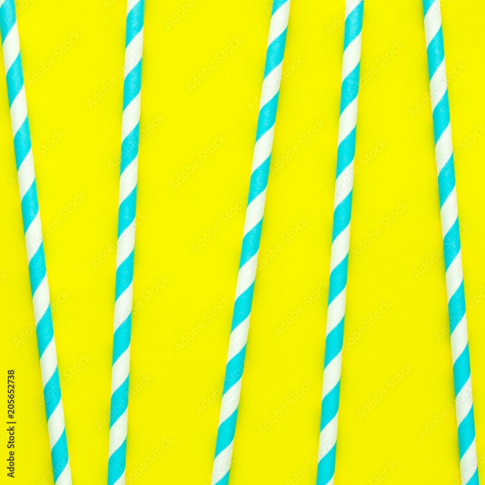 Straws for birthday or summer party in pattern, trendy vivid background Straws for birthday or summer party in pattern, trendy vivid background