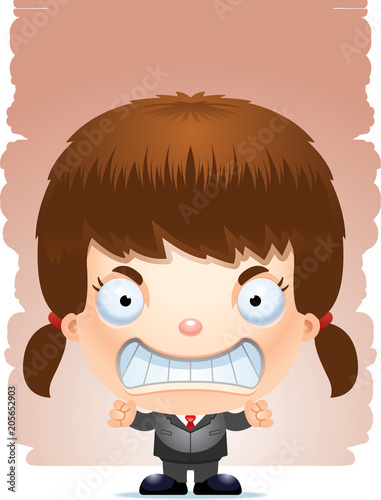 Angry Cartoon Girl in a Suit