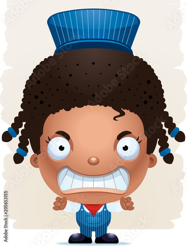 Angry Cartoon Girl Conductor