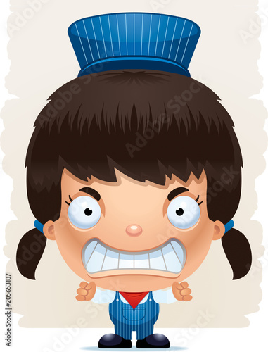 Angry Cartoon Girl Conductor