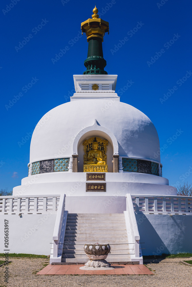 So called Peace Pagoda, Buddhist pagoda on the bank of Danube River in Vienna city, capital of Austria