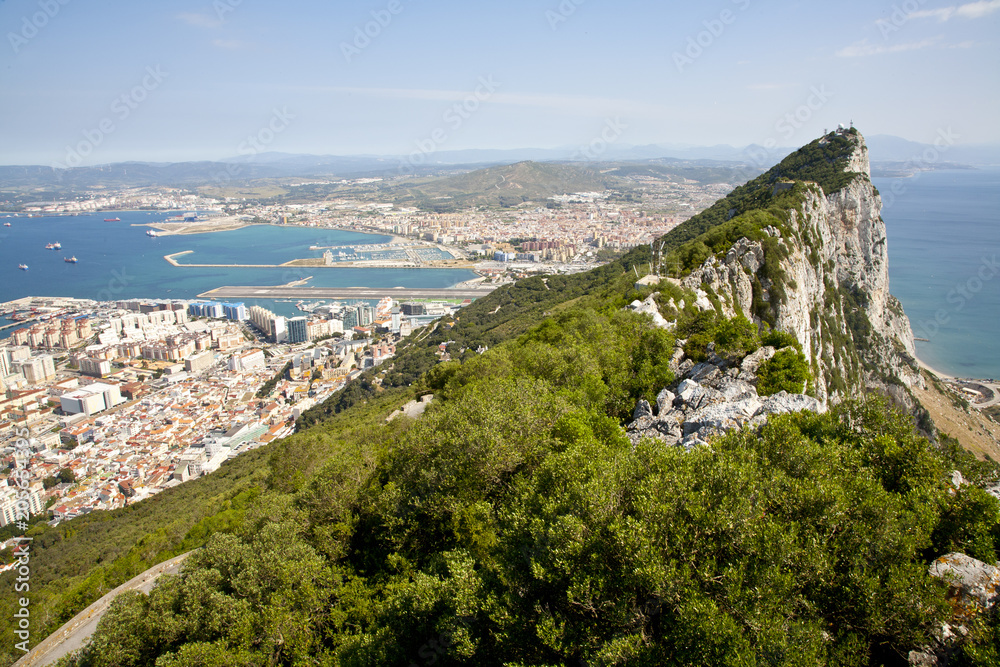 the rock of gibraltar with city