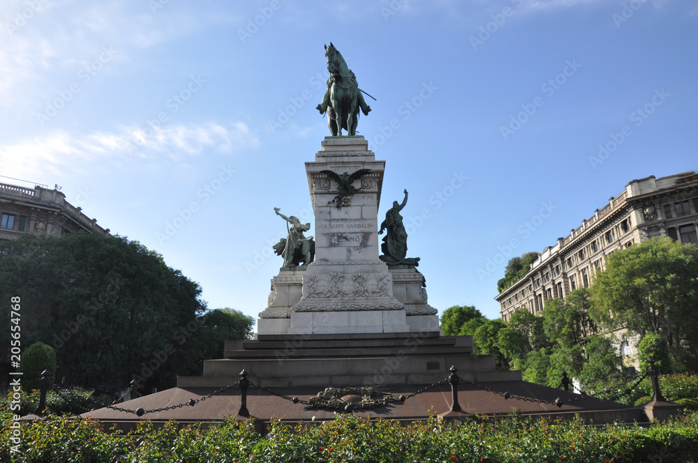 A Giuseppe Garibaldi Monument in Milano, Italy