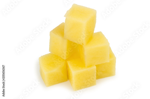 potato cube piece pile isolated on white background