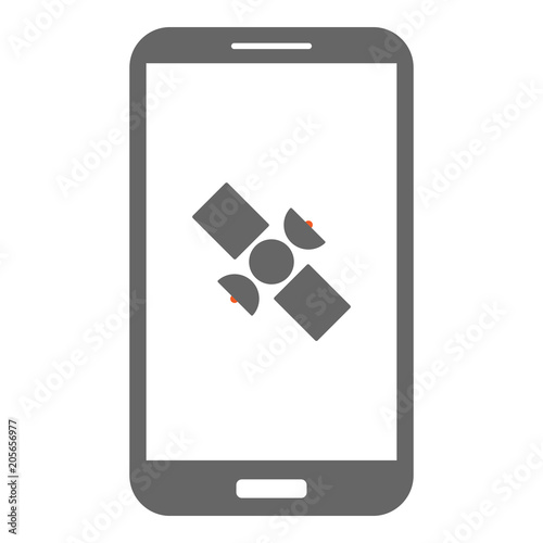 Mobile navigation. GLONASS icon on smartphone screen. GPS tracker. Vector.