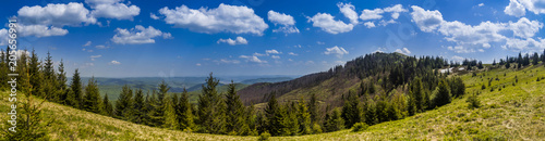 panorama of the Carpathian mountains  national park Skolevski beskidy  Lviv region of Western Ukraine