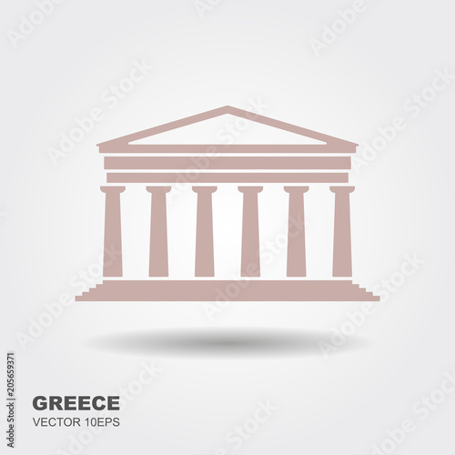 Greek parthenon icon isolated on white background