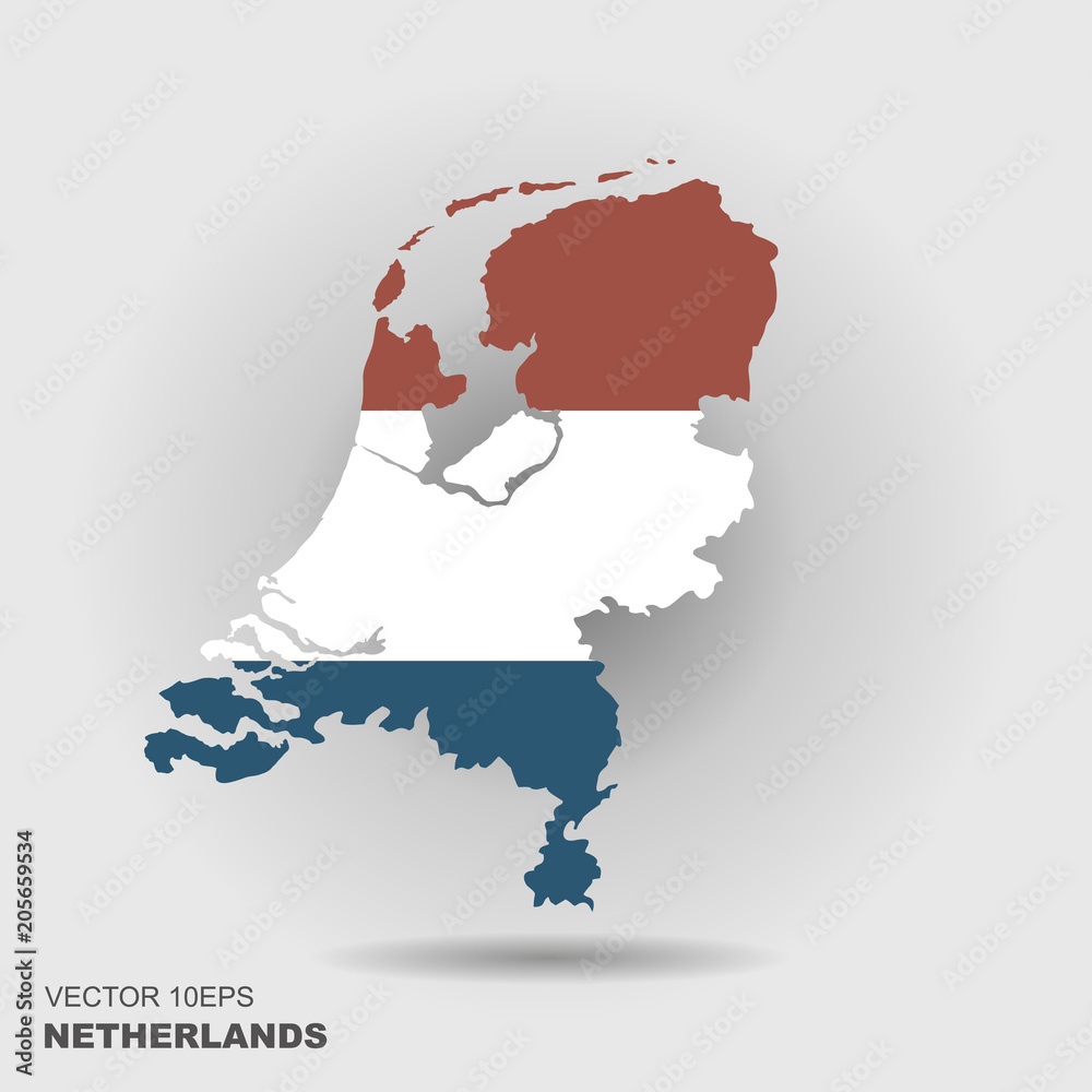 Fototapeta premium Map and flag of the Netherlands