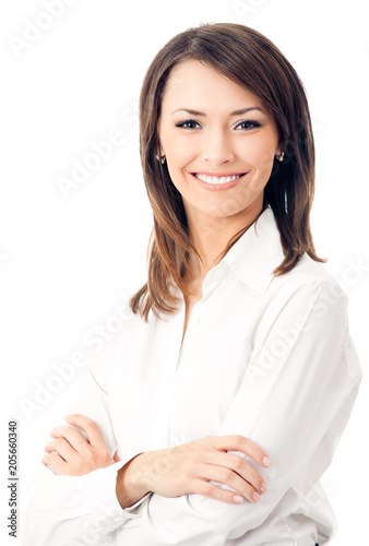 Portrait of young happy smiling businesswoman