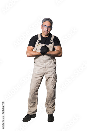 worker plumber, engineer or constructor with muscles