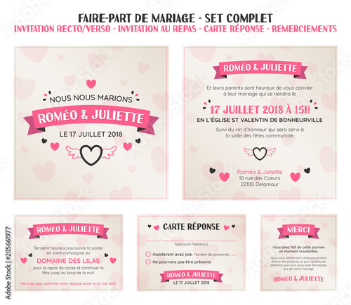 faire-part invitation de mariage - set complet