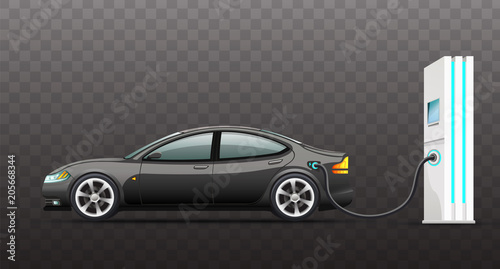 Realistic vector illustration of electric car.