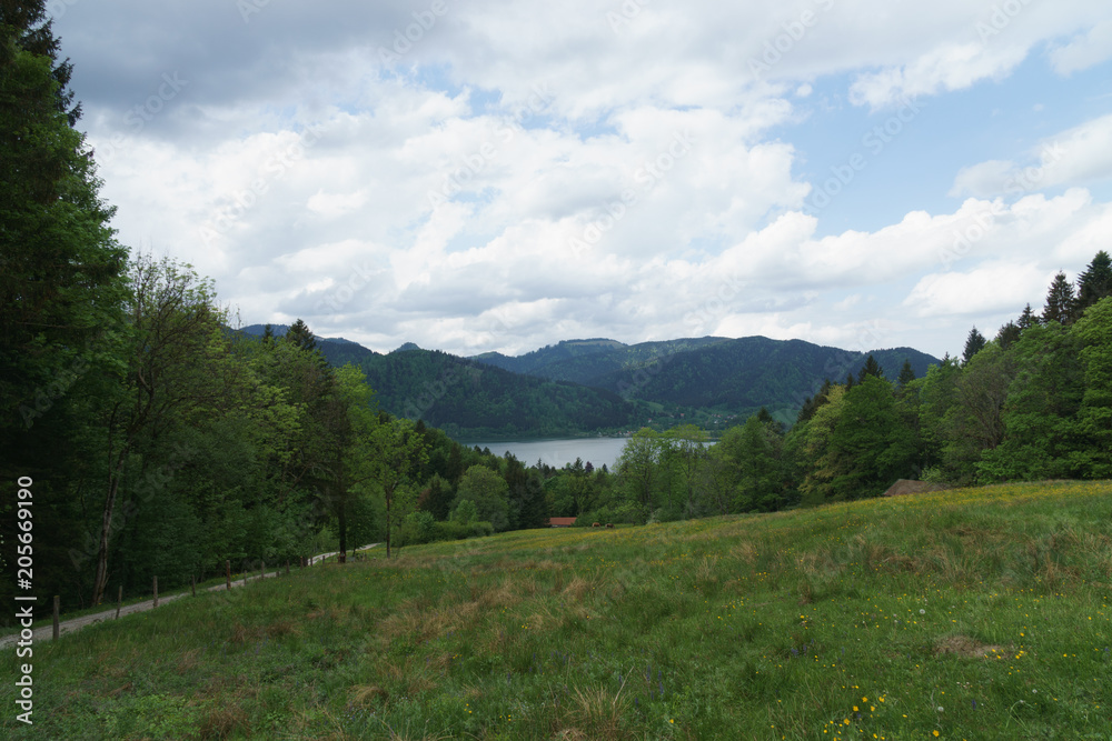 landscape with lake mountains and clouds landscape with lake mountains and clouds