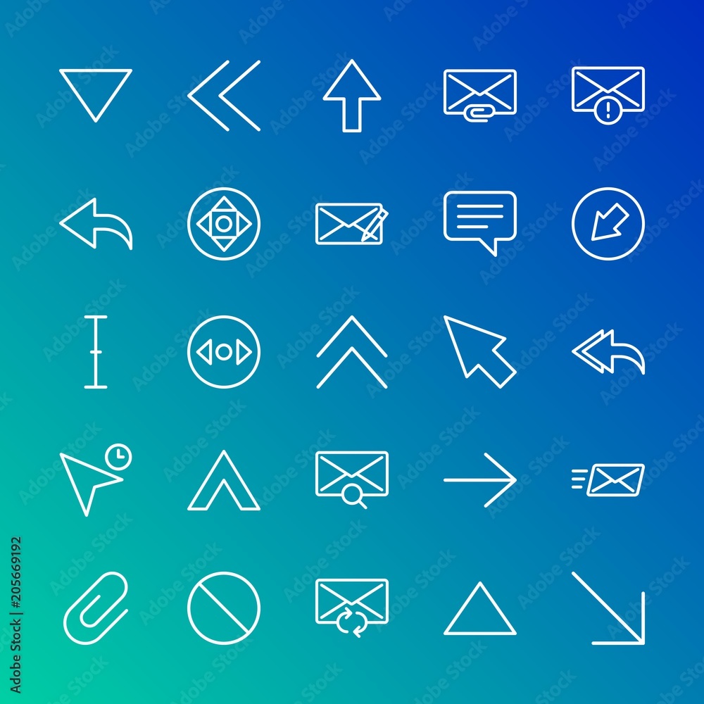 Modern Simple Set of arrows, cursors, email Vector outline Icons. Contains such Icons as data, office, update, mail, circular, web and more on gradient background. Fully Editable. Pixel Perfect. Modern Simple Set of arrows, cursors, email Vector outline Icons. Contains such Icons as data, office, update, mail, circular, web and more on gradient background. Fully Editable. Pixel Perfect.