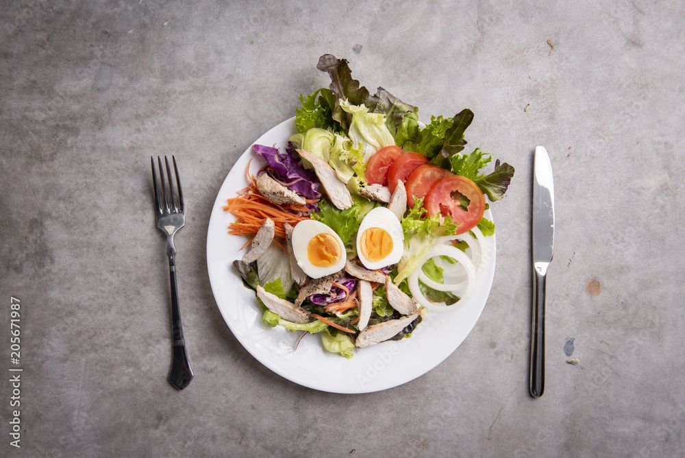 Vegetables Salad on concrete table Vegetables Salad on concrete table
