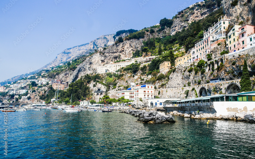 Waterfront of the town of Amalfi, Italy.