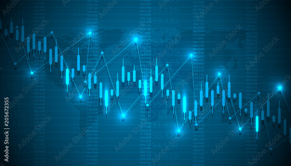 Financial data graph chart, economic statistics. Chart analytics economic concept. Business concept. Vector illustration.