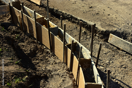 Принти на полотні Wood forms installed ready for concrete pour for new curb and gutter