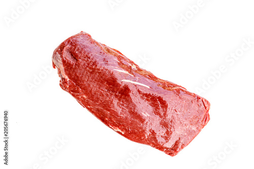 Beef Flat Iron steak on white background