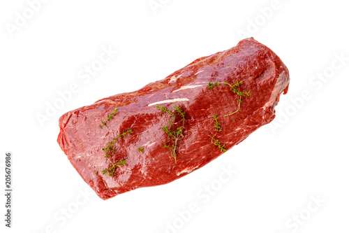 Beef Flat Iron steak on white background