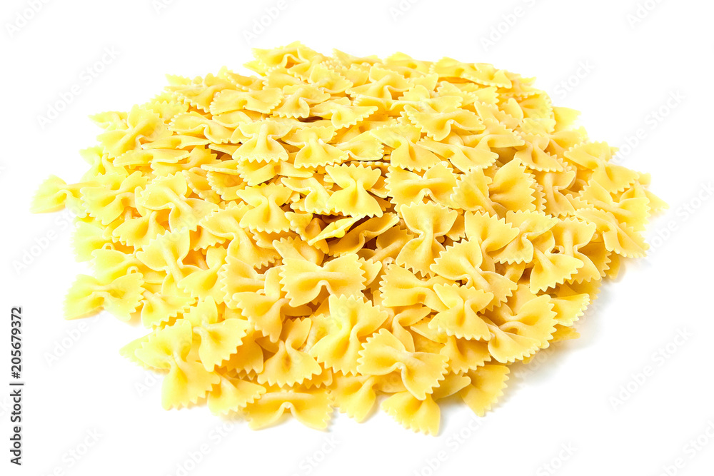 farfalle italian pasta, isolated on white background farfalle italian pasta, isolated on white background