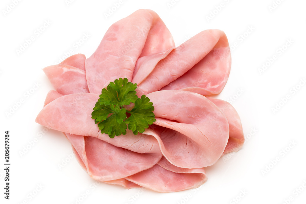 Sausage slices isolated on the white background. Sausage slices isolated on the white background.