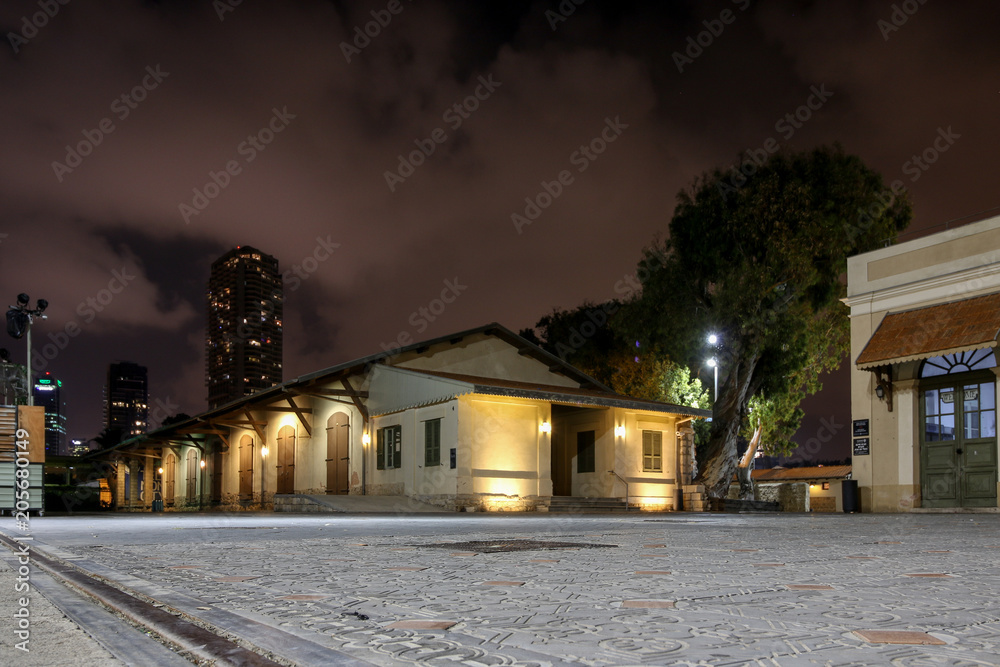 Tel Aviv, Israel - May 12, 2018: View of the historic Old Train Station of Tel Aviv, Israel. Tel Aviv, Israel - May 12, 2018: View of the historic Old Train Station of Tel Aviv, Israel.