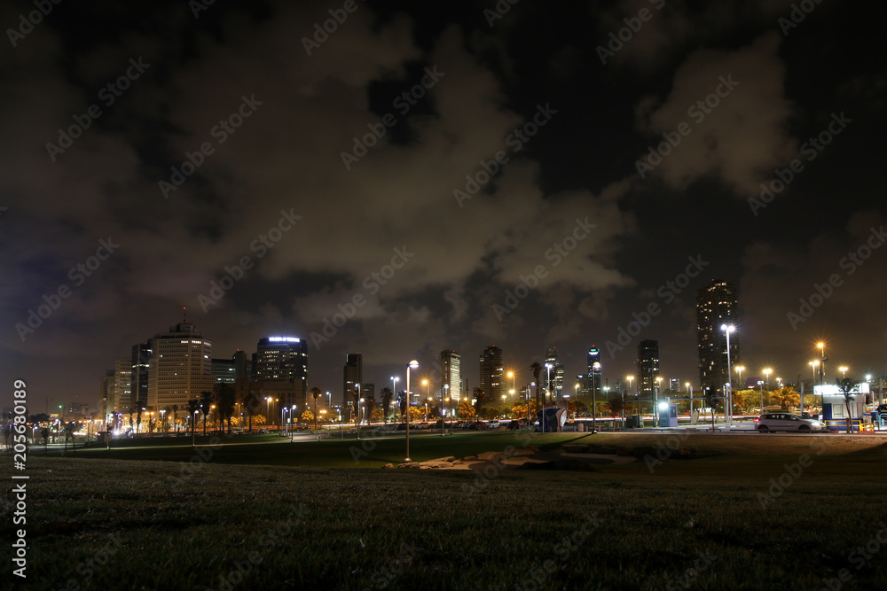 Tel Aviv, Israel - May 12, 2018: View of the coastal metropolis Tel Aviv at night, Israel.
