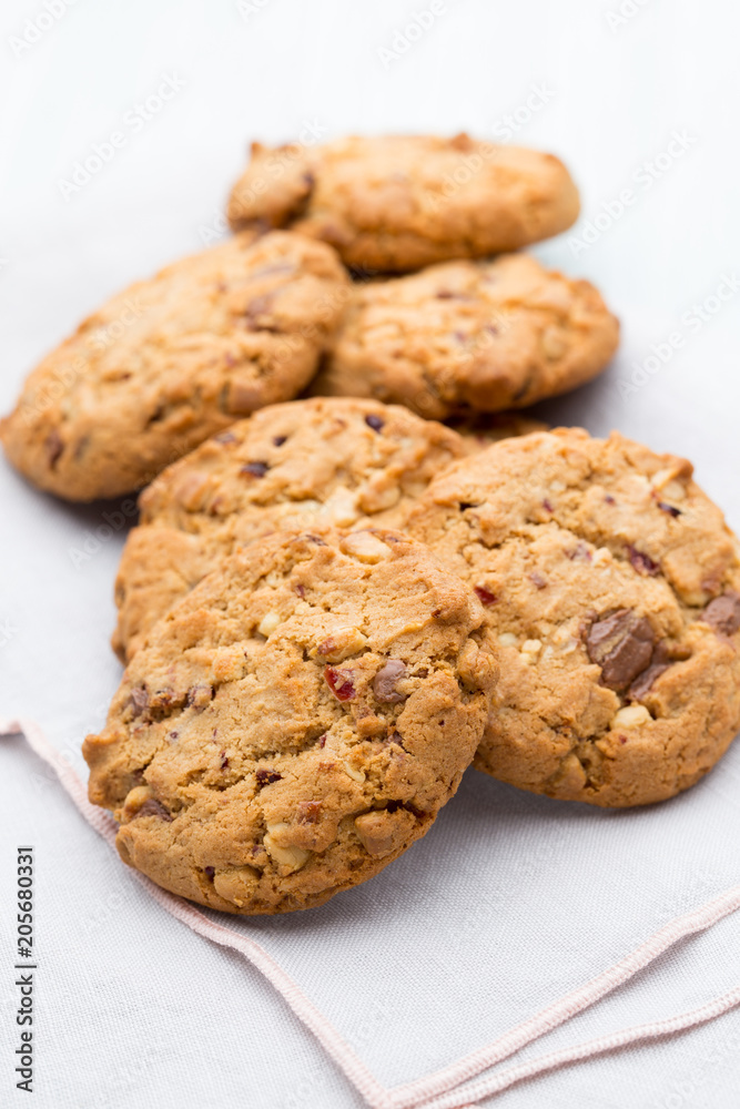 Chocolate oatmeal cookies on the wooden background. Chocolate oatmeal cookies on the wooden background.