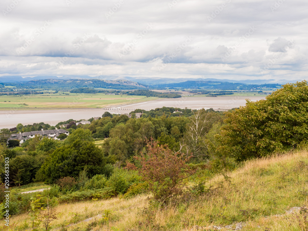 View from the top of Arnside Knot to the coastline at Arnside, Lancashire, UK View from the top of Arnside Knot to the coastline at Arnside, Lancashire, UK