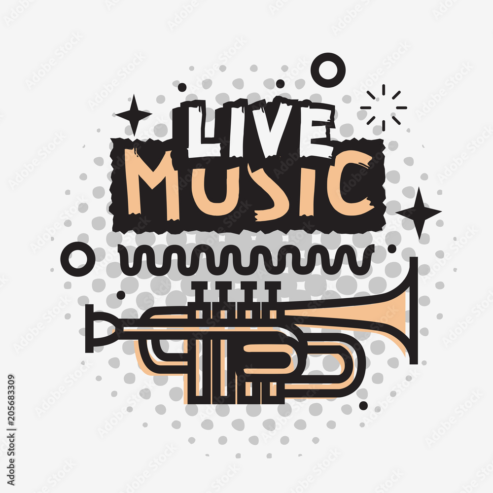 Live Music In The Concert Vector Design With A Trumpet.