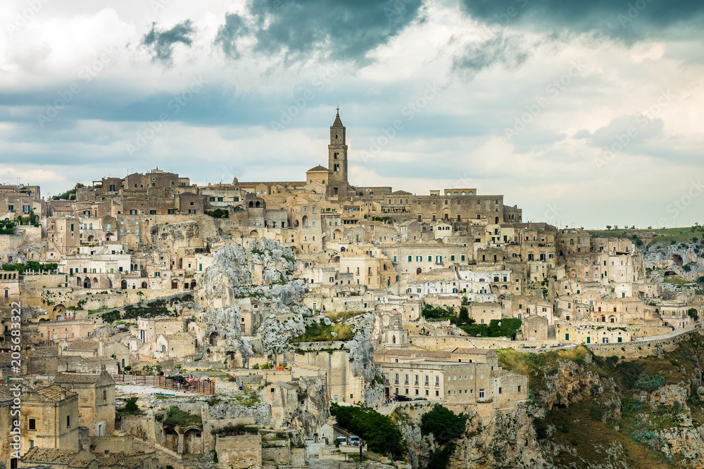Panoramic view over the city of Matera, Italy